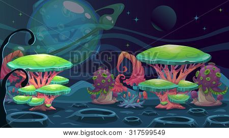 Fantasy Alien Landscape. Another World Concept Background.