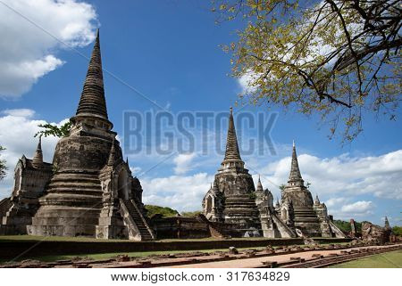 Wat Phra Si Sanphet temple in Ayutthaya Historical Park, a UNESCO world heritage site, Thailand