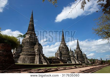 Wat Phra Si Sanphet temple in Ayutthaya Historical Park, a UNESCO world heritage site, Thailand