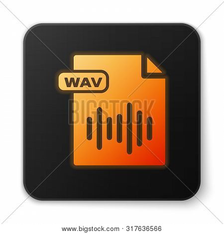 Orange Glowing Neon Wav File Document. Download Wav Button Icon Isolated On White Background. Wav Wa