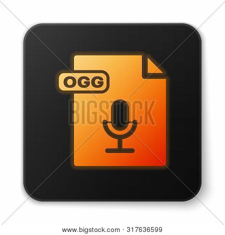 Orange Glowing Neon Ogg File Document. Download Ogg Button Icon Isolated On White Background. Ogg Fi