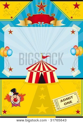 Cirkus på stranden. Et cirkustelt på en strand! Ny baggrund for en plakat.