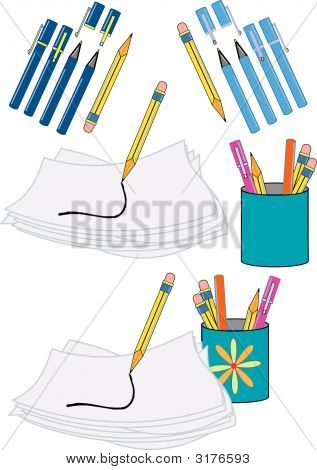 Papier et stylos crayon coupe