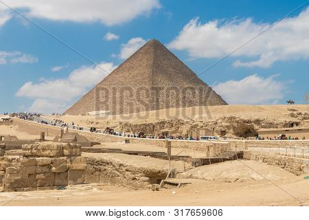 Great Pyramid Of Khufu Or The Pyramid Of Cheops In Giza, Egypt - April 19, 2019