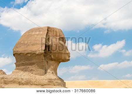 Famous Egyptian Sphinx At Giza Near Cairo