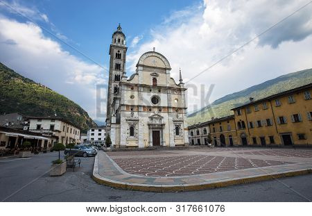 Tirano, Italy, June 19, 2019 - Sanctuary Madonna Of Tirano, Sondrio Province, Lombardy, Italy.