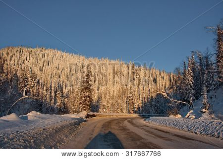 Russia. The South Of Western Siberia. Sunny Winter Day In Mountain Shoria.
