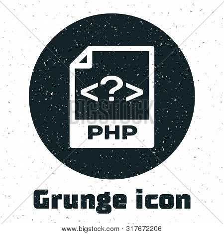 Grunge Php File Document. Download Php Button Icon Isolated On White Background. Php File Symbol. Ve