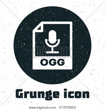 Grunge Ogg File Document. Download Ogg Button Icon Isolated On White Background. Ogg File Symbol. Ve