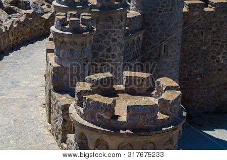 Battery Castillitos, Spain - April 13, 2019 Abandoned Military Constructions Located In The Hills Ne