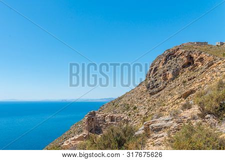 Battery Castillitos, Spain - April 13, 2019 Abandoned Military Constructions Located In The Hills Ne