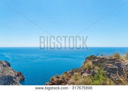 Battery Castillitos, Spain - April 13, 2019 Abandoned Military Constructions Located In The Hills Ne