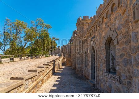 Battery Castillitos, Spain - April 13, 2019 Abandoned Military Constructions Located In The Hills Ne