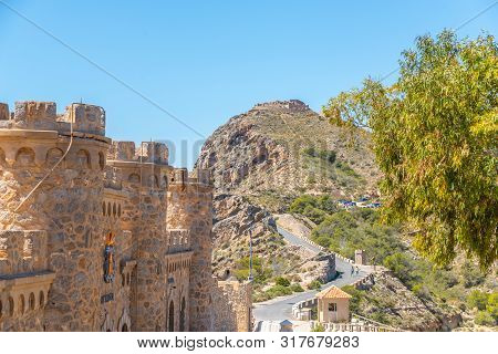 Battery Castillitos, Spain - April 13, 2019 Abandoned Military Constructions Located In The Hills Ne