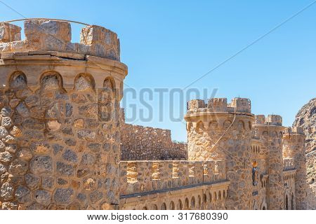 Battery Castillitos, Spain - April 13, 2019 Abandoned Military Constructions Located In The Hills Ne