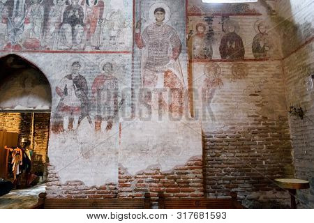 Timotesubani, Georgia-may,04 2019: Interior Church Assumption Blessed Virgin Mary In Timotesubani Ma