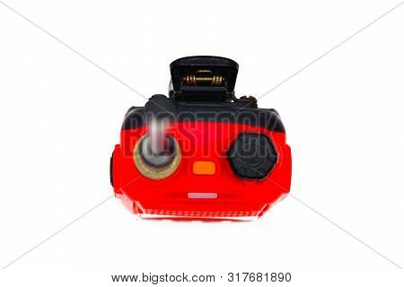 Used Portable Uhf Radio Transceiver Isolated On White Background