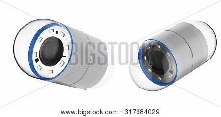 3d Rendering Set Of Capsule Endoscopy Isolated On White