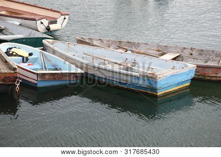 Rockport Ma August 16 2019 Bevy Of Wooden Tenders Tied Together At A Dock