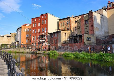 Bydgoszcz Poland - August 15, 2019: Historic City Center On The Mill (mlynska) Island With The Old B