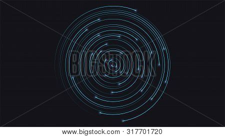 Banner With Radial Lines With Glow Of End And Place For Text. Dynamic Flow On Dark Background. Abstr