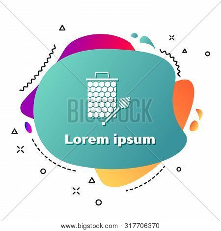 White Honeycomb With Honey Dipper Stickicon Isolated On White Background. Honey Ladle. Honey Cells S