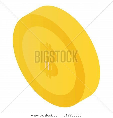 Gold Bitcoin Icon. Isometric Of Gold Bitcoin Vector Icon For Web Design Isolated On White Background