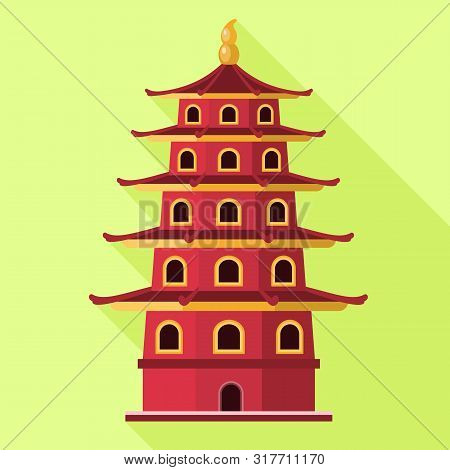 Vietnam Red Building Icon. Flat Illustration Of Vietnam Red Building Vector Icon For Web Design