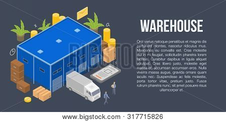 Warehouse Concept Banner. Isometric Illustration Of Warehouse Vector Concept Banner For Web Design