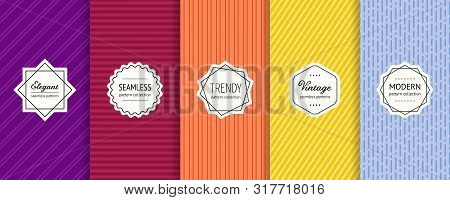 Striped Seamless Patterns Set. Vector Collection Of Colorful Geometric Background Swatches With Mode