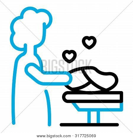 Woman Change Pampers Icon. Outline Woman Change Pampers Vector Icon For Web Design Isolated On White