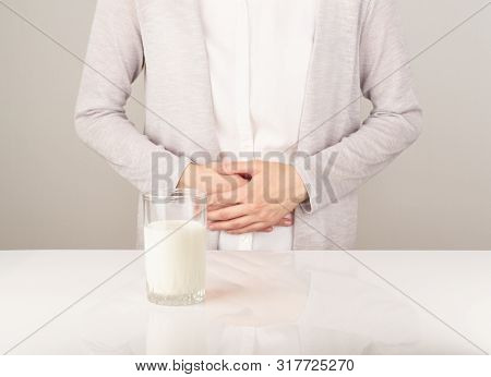 Lactose Intolerance, Health Problem With Dairy Food Products Concept