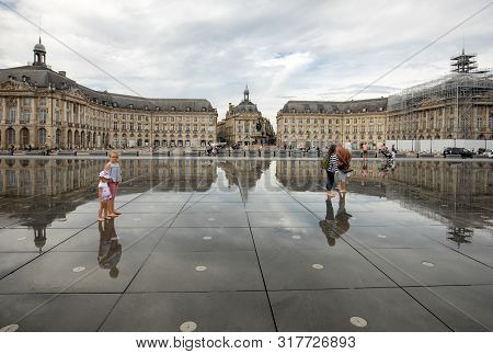 Bordeaux, France - September 9, 2018:  Place De La Bourse, Bordeaux, France