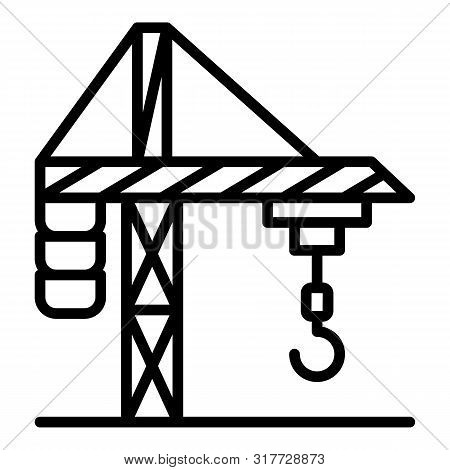 City Crane Building Icon. Outline City Crane Building Vector Icon For Web Design Isolated On White B