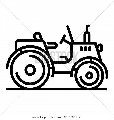 Old Farm Tractor Icon. Outline Old Farm Tractor Vector Icon For Web Design Isolated On White Backgro