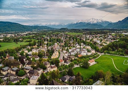 Aerial Perspective View On Touristic City In The Valley