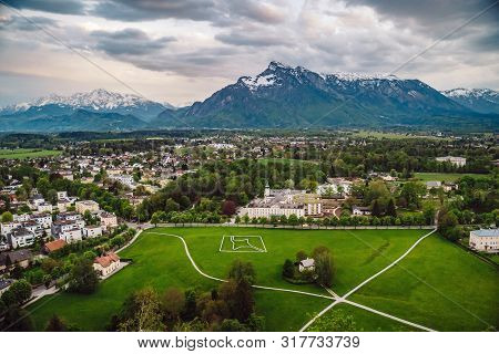 Aerial Perspective View On Touristic City In The Valley