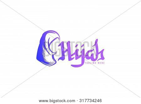 Beauty Hijab, Muslim Female, Scarf Logo Template. Vector Illustration