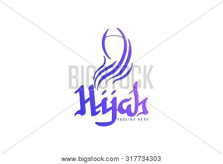 Beauty Hijab, Muslim Female, Scarf Logo Template. Vector Illustration