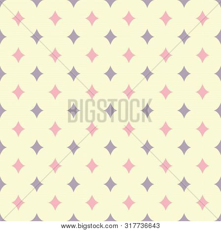 Vector Abstract Magical Rhombus In Puple, Pink, Yellow Seamless Pattern Background.