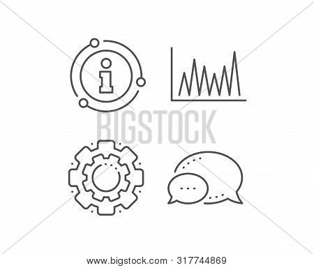 Line Chart Icon. Chat Bubble, Info Sign Elements. Financial Growth Graph Sign. Stock Exchange Symbol