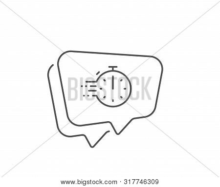 Cooking Timer Line Icon. Chat Bubble Design. Frying Stopwatch Sign. Food Preparation Symbol. Outline