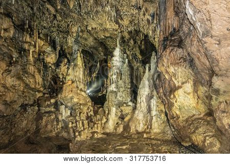 Han-sur-lesse, Belgium - June 25, 2019: Grottes-de-han 2 Of 36. Subterranean Pictures Of Stalagmites