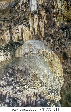 Han-sur-lesse, Belgium - June 25, 2019: Grottes-de-han 23 Of 36. Subterranean Pictures Of Stalagmite