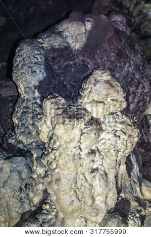 Han-sur-lesse, Belgium - June 25, 2019: Grottes-de-han 33 Of 36. Subterranean Pictures Of Stalagmite