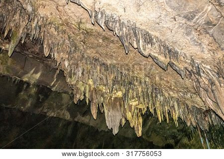 Han-sur-lesse, Belgium - June 25, 2019: Grottes-de-han 36 Of 36. Subterranean Pictures Of Stalagmite