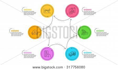 Savings, Payment Card And Business Targeting Signs. Infographic Timeline. Report Document, Stock Ana