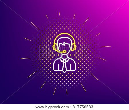 Shipping Support Line Icon. Halftone Pattern. Delivery Manager Sign. Logistics Help Symbol. Gradient