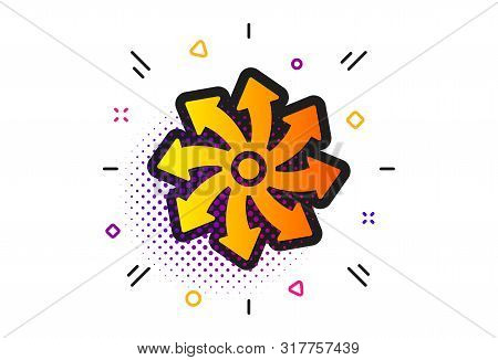 Multifunction Sign. Halftone Circles Pattern. Versatile Icon. Classic Flat Versatile Icon. Vector