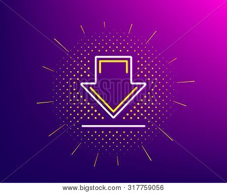 Download Line Icon. Halftone Pattern. Internet Downloading Sign. Load File Symbol. Gradient Backgrou